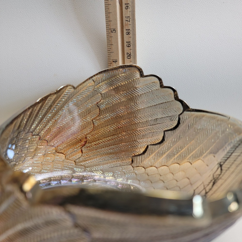 Imperial Glass Smoke Carnival Glass Swan Dish Figurine Iridescent IG Mark - Picture 12 of 15